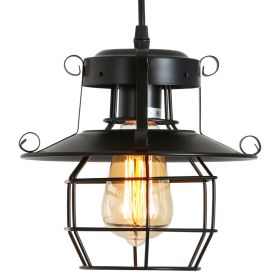 DGY Vintage Farmhouse Pendant Light Rustic Metal Caged Pendant Lights Black Cage Hanging Lamp for Kitchen Island Entryway Bedrooms Living Room Barn