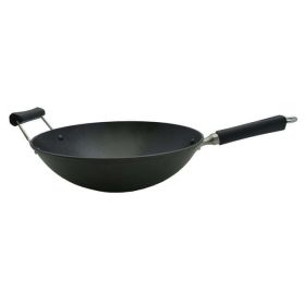 14 inch Light Cast Iron Pre Seasoned Traditional Wok with Handle