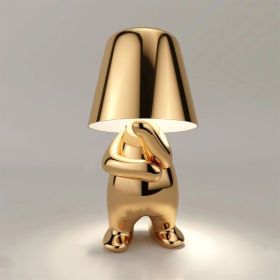 Creative lights for gift; Thinker Lamp Collection; Bedside Touch Control Table Lamp Cordless Led Nightstand Desk Lamp Creative Golden Man with Dimmabl (style: Mr A)