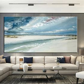 Hand Painted Oil Paintings Abstract Seascape Painting Beach Ocean  Living Room Hallway Luxurious Decorative Painting (style: 01, size: 40x80cm)