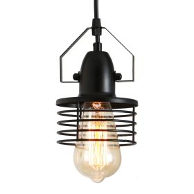 Industrial Black Pendant Light Metal Cage Pendant Lights Dining Room Hanging Lighting for Kitchen Island Living Room Bedroom Entryway Barn Farmhouse (Color: as Pic)