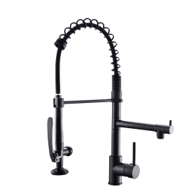 Kitchen Faucet with Pull Down Sprayer one-Hole Gooseneck Kitchen Sink Faucet 2 Handle (Color: Black)