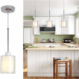 Glass Pendant Light, Modern Pendant Lighting for Kitchen Island, Farmhouse Mini Pendant Lamp with Chrome Nickel Adjustable for Dining Room, Sink (Color: as picture)