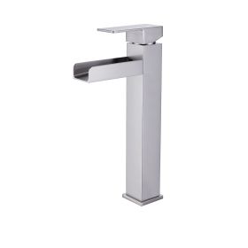 New Single Handle Bathroom Faucets - Single Hole Bathroom Vessel Faucet for Sink 1 Hole, Waterfalll Bathroom Vessel Sink Faucets (Color: Nickel)