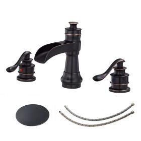 8 in. Waterfall Widespread 2-Handle Bathroom Faucet With Pop-up Drain Assembly in Spot Resist Brushed Nickel Oil Rubbed Bronze (Color: ORB)